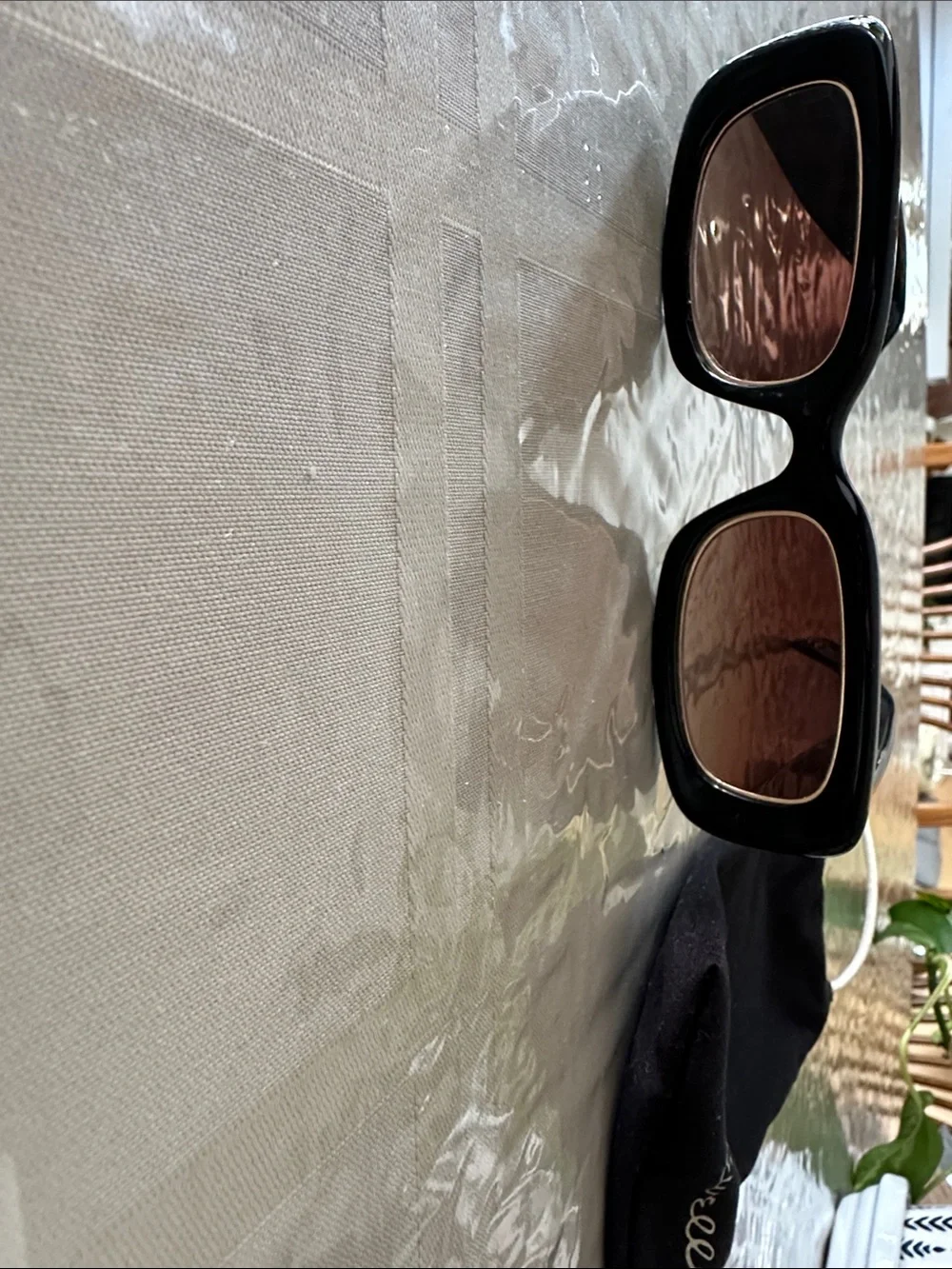 Madewell Black Frame Brown Lens Rectangular Sunglasses